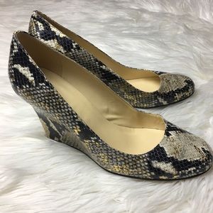 Kate Spade Snake Skin Round Toe Wedge Heels